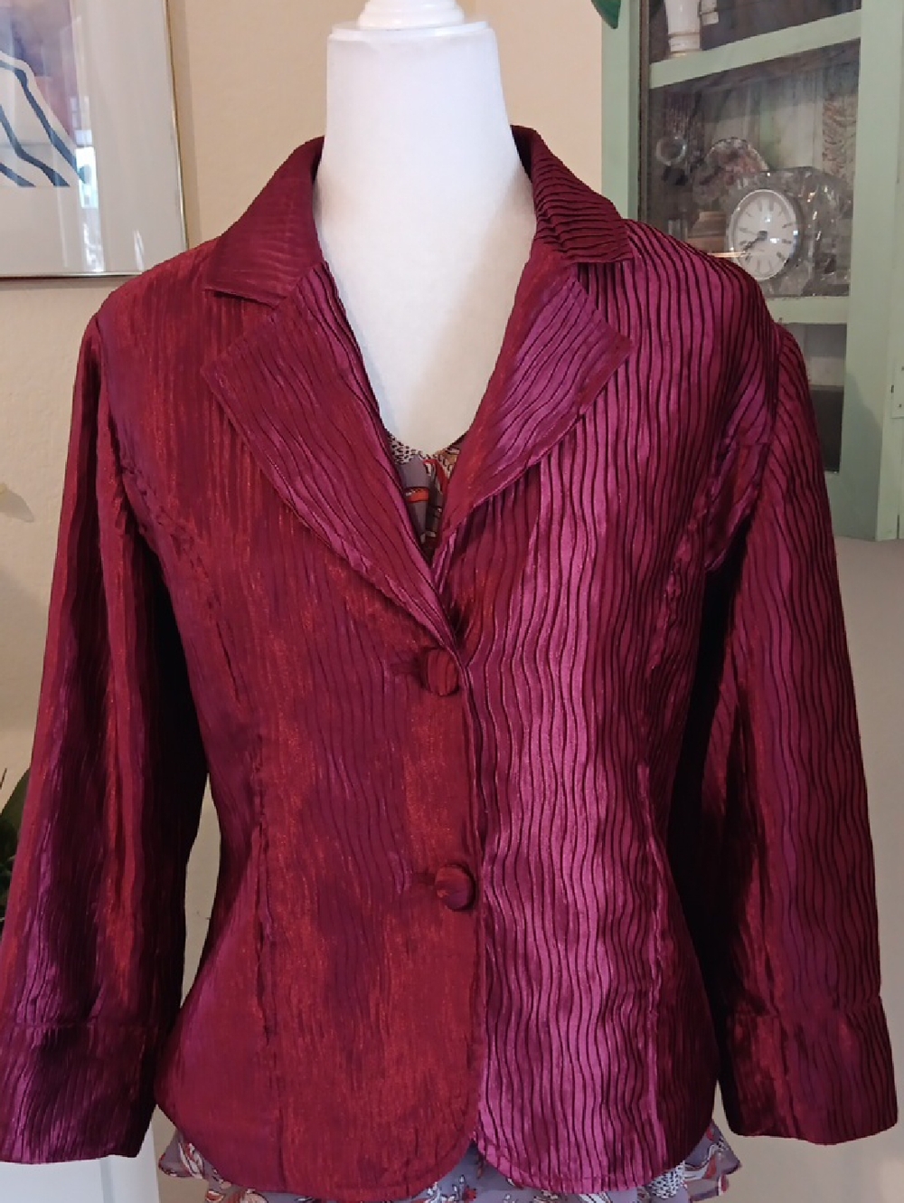 Chico's Glowing Crinkly Brick Red Jacket